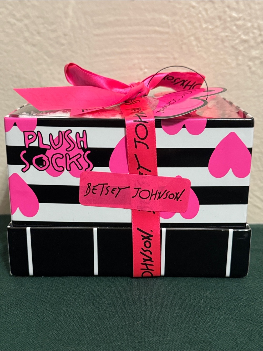 Betsey Johnson Black & Hot Pink Plush Sock Gift Set (3-Pack) - Picture 4 of 6